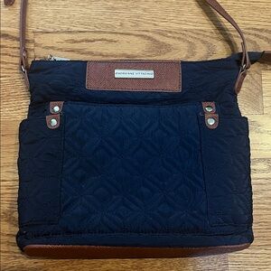 Adrienne Vittadini Quilted Black and Tan Crossbody Bag